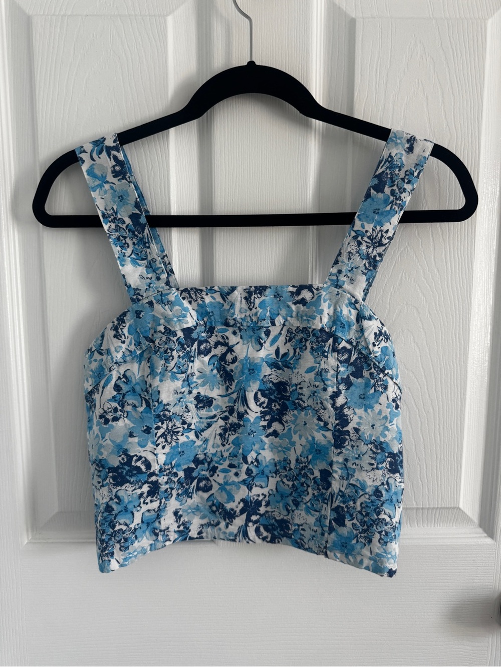 Abercrombie & Fitch Blue Floral Square-Neck Crop Top